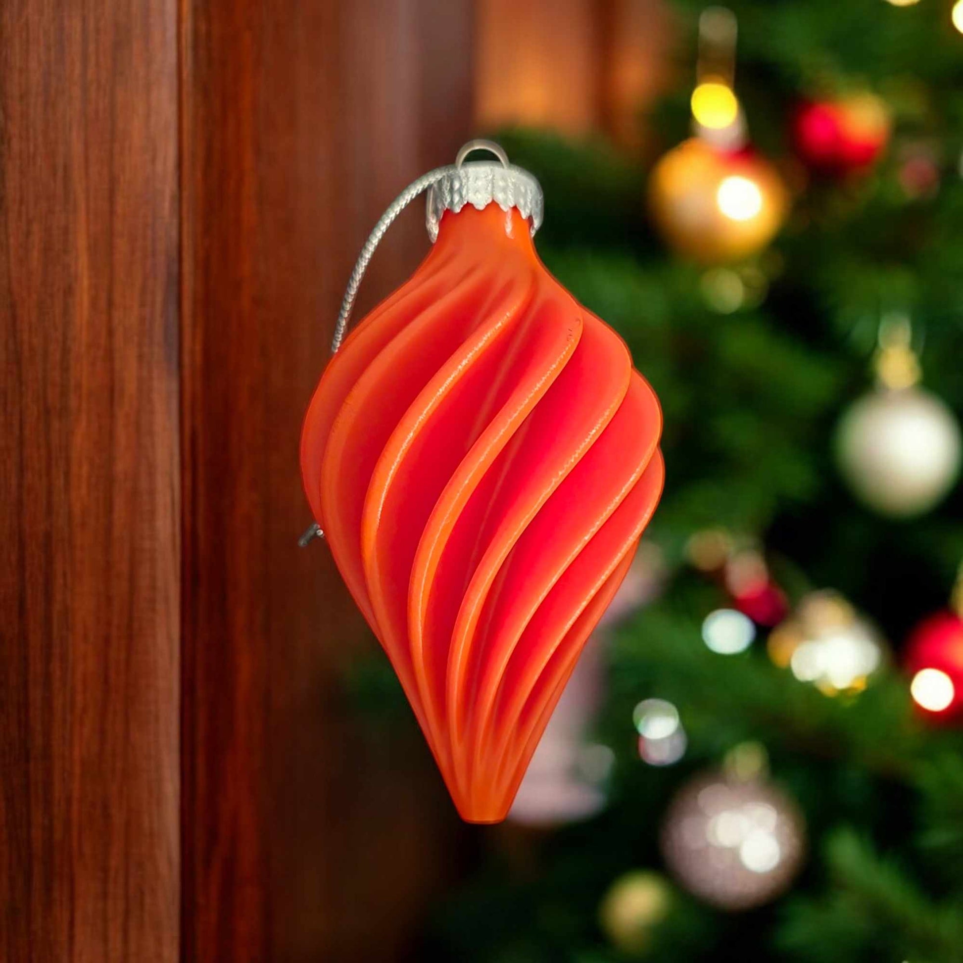 Red 3D Printed Spiral Ornaments 4-Inch - 1