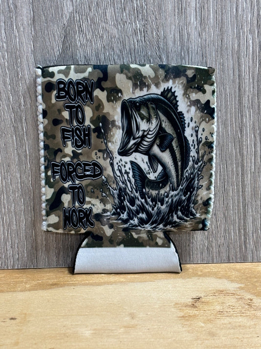 Born to Fish Forced to Work Can Koozie - 1