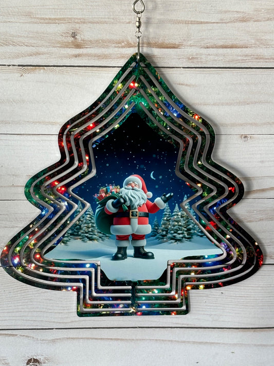 Christmas Tree Shaped Wind Spinner- Santa - 1