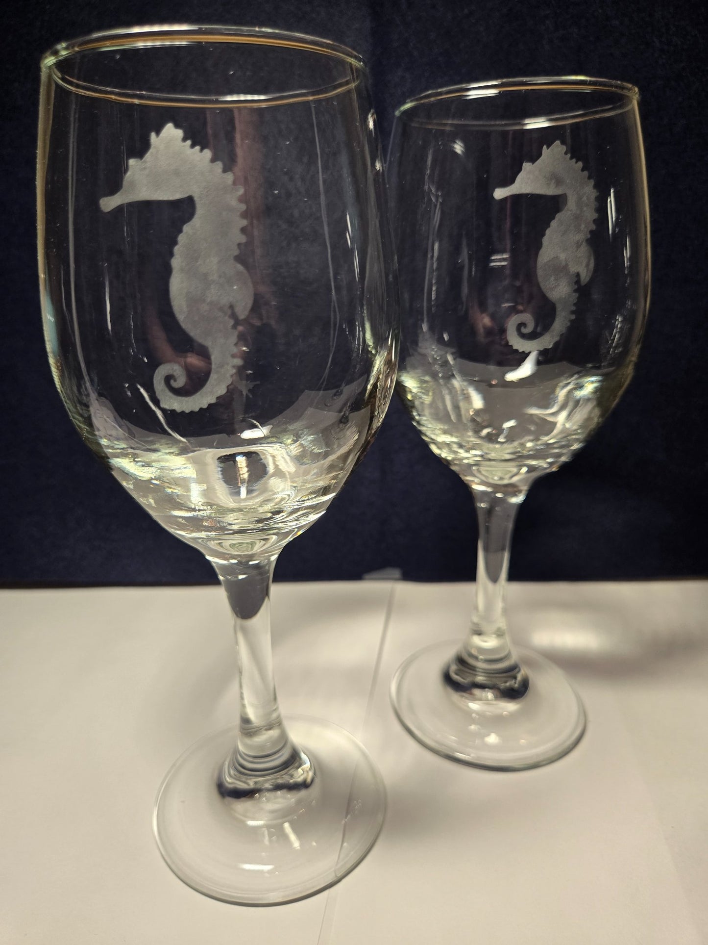 Etched Wine Seahorse  - 2