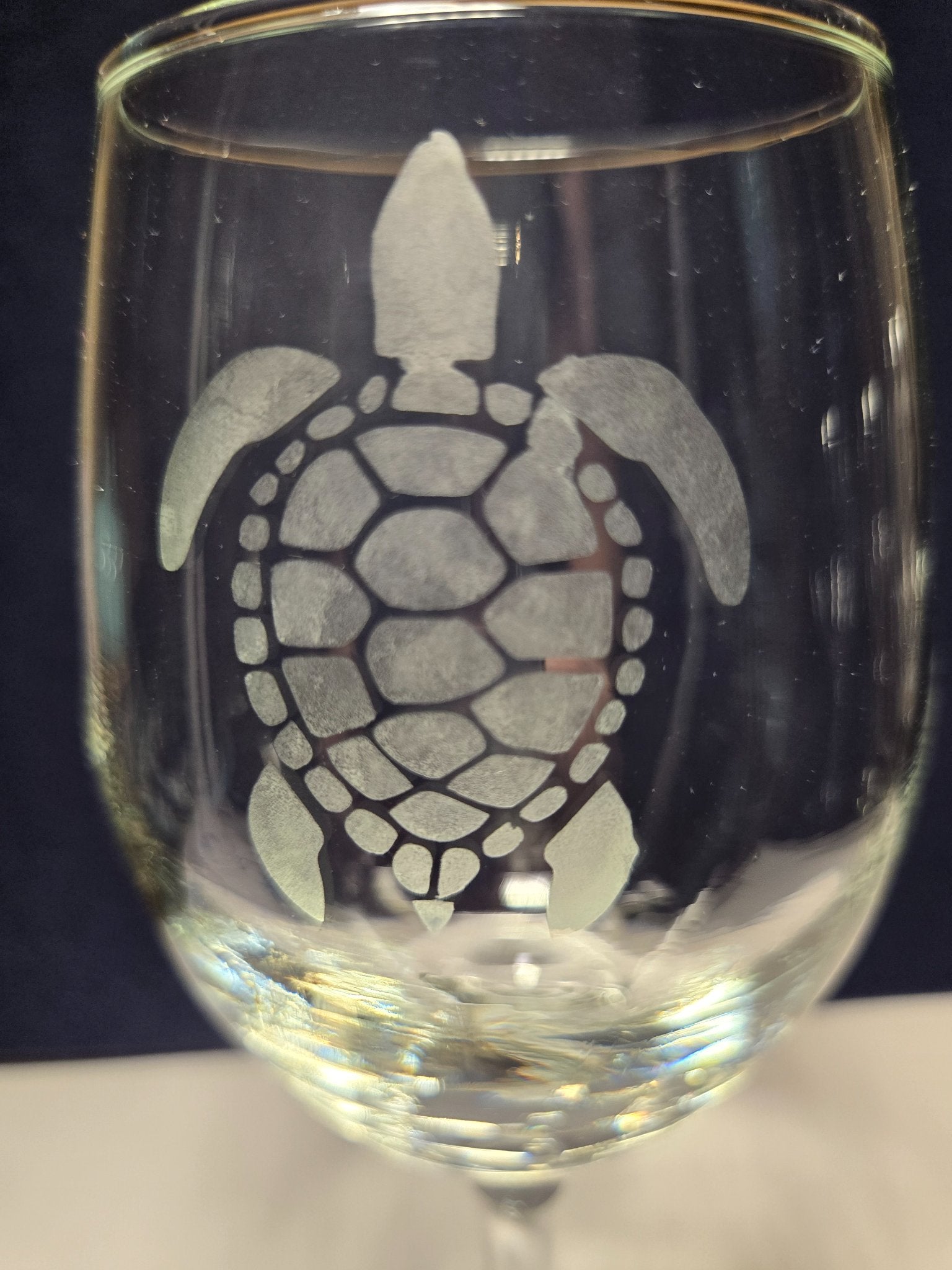 Etched Wine Turtle  - 1