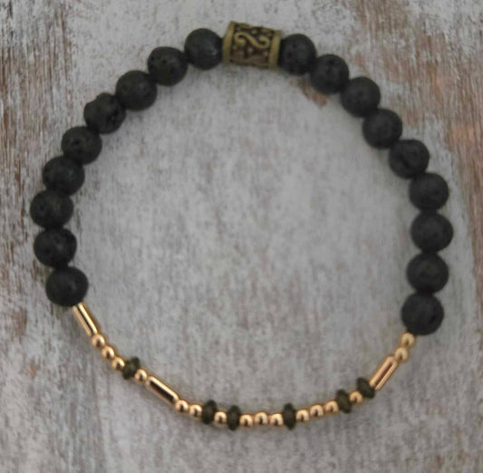 Morse Code Aromatherapy Lava Rock Bracelet - 1