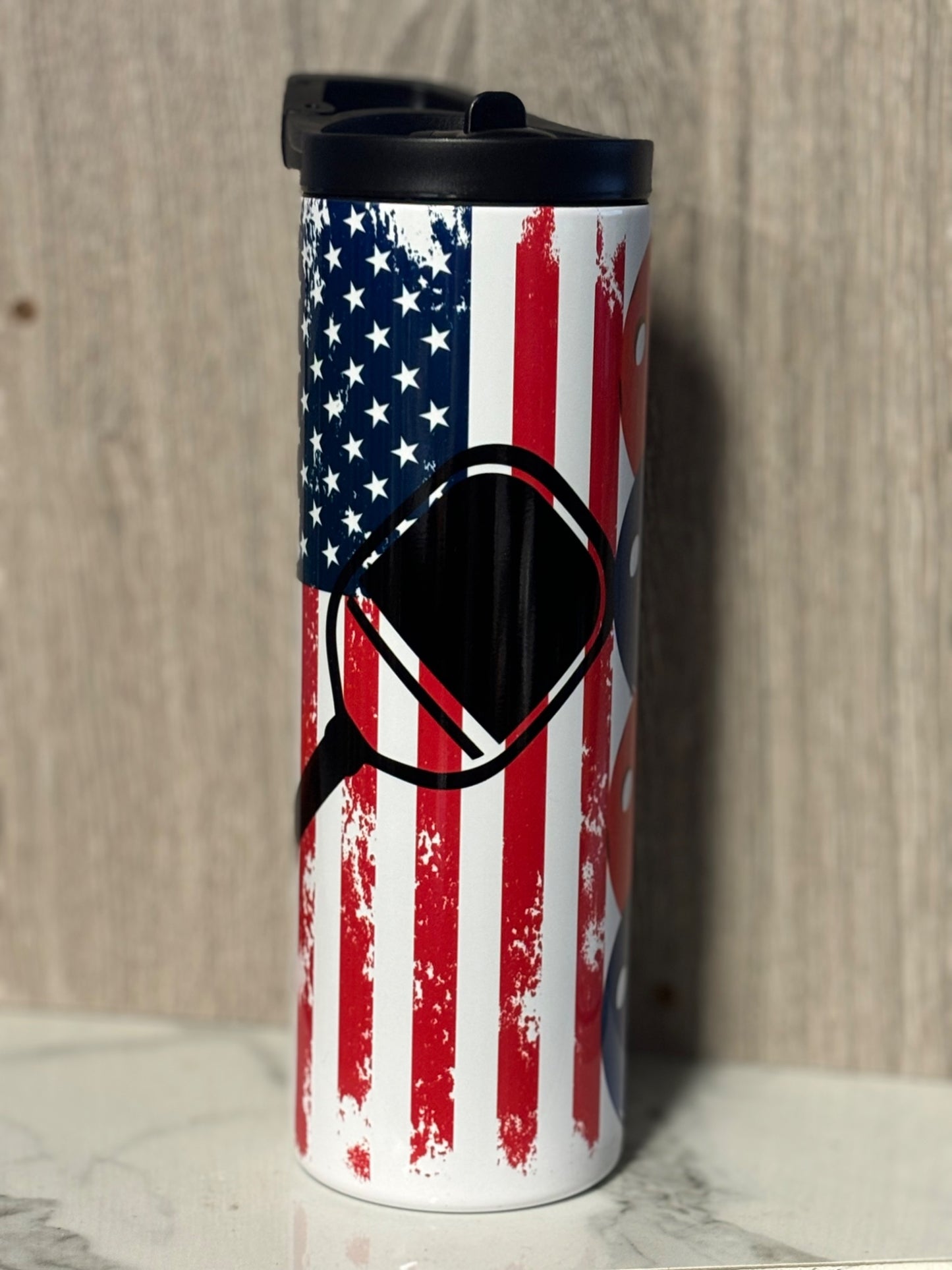 Pickleball Tumbler- Red White and Blue - 2