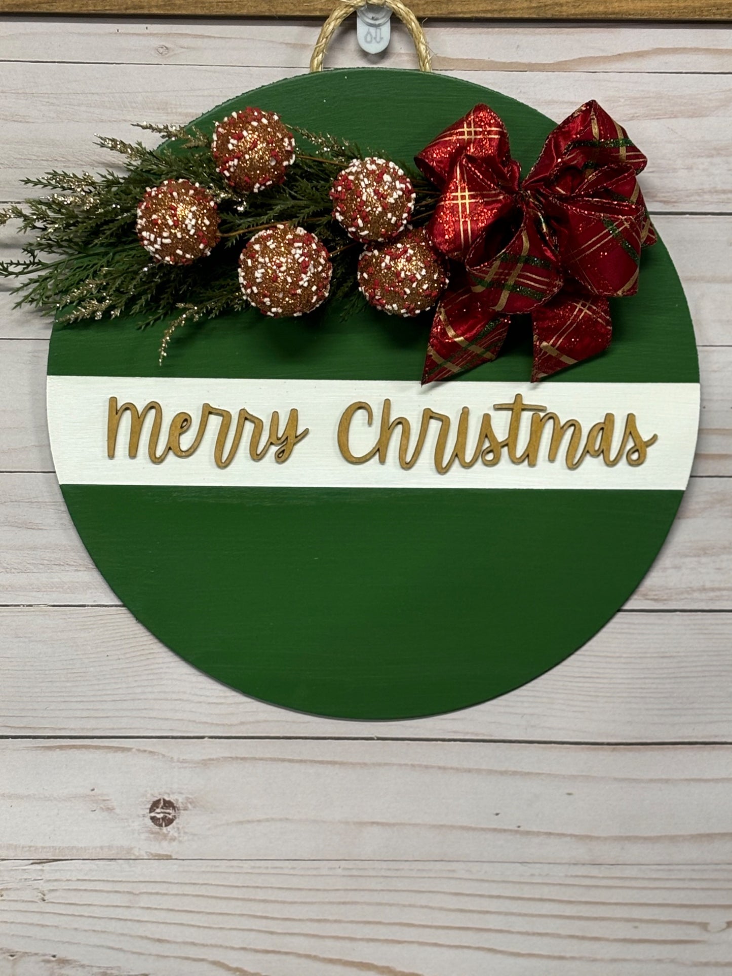 Merry Christmas Door Hanger-Green - 1