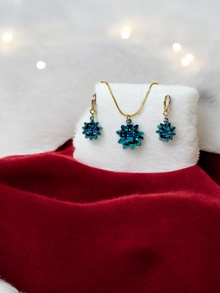 Gift Bow Set - Blue Green/Gold Chain - 1