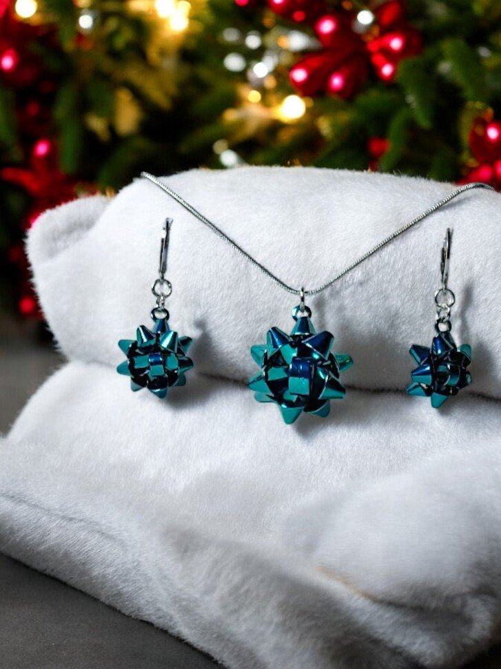 Gift Bow Set Blue Green/Silver - 1