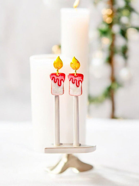 Candle w/Flame- White - 1