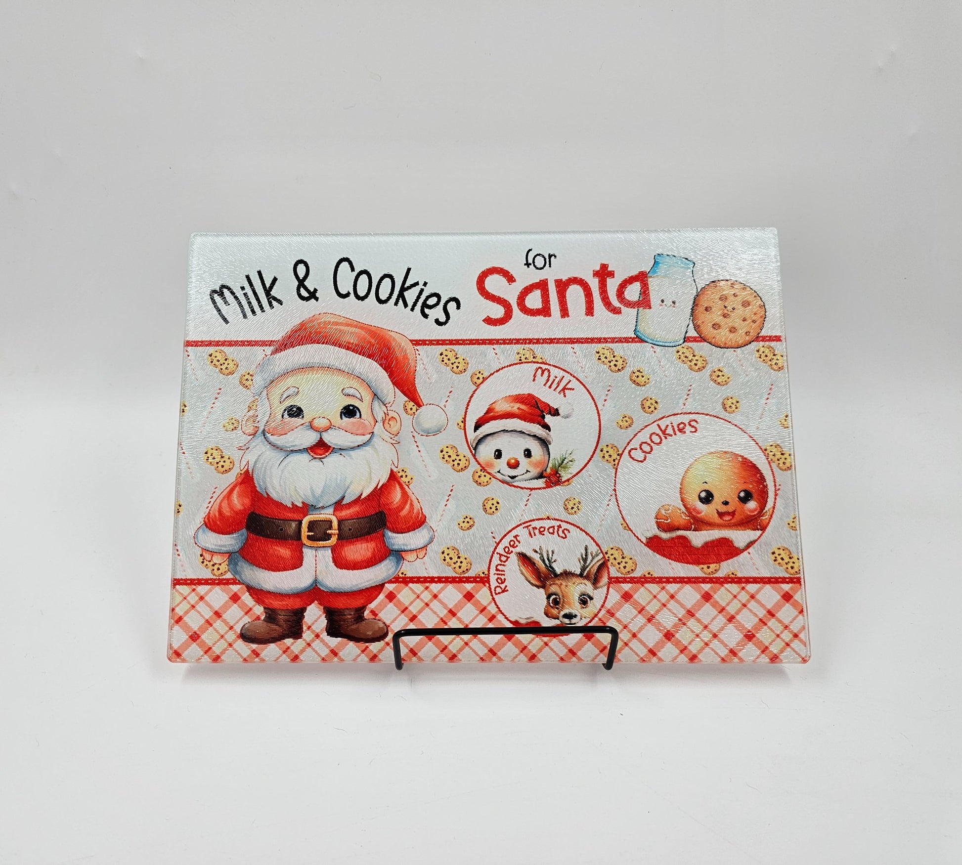 Milk & cookies santa tray glass cutting board  - 1