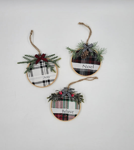 Noel, believe & joy set of ornaments  - 1