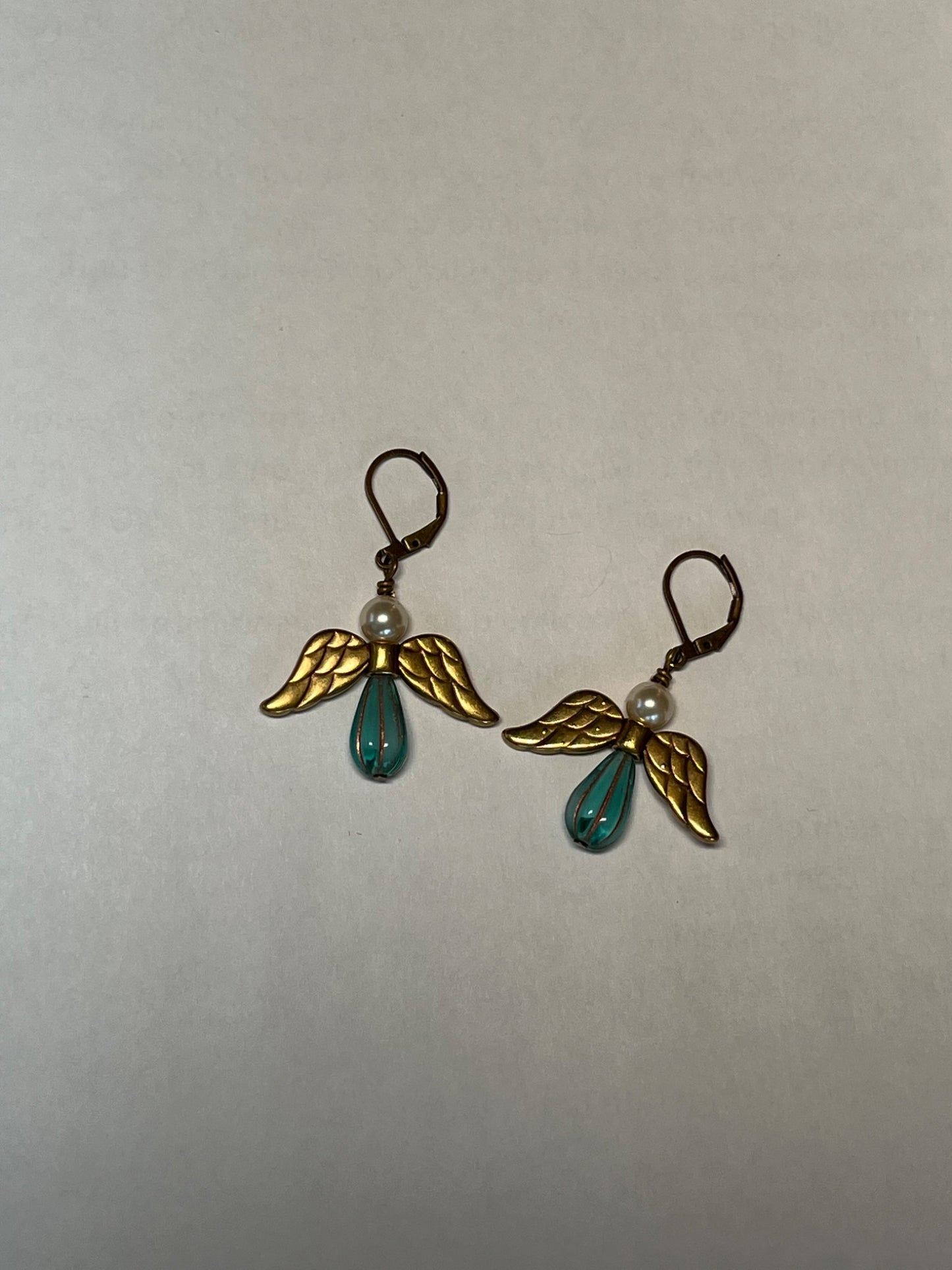 Brass Winged Angel Earrings - 1