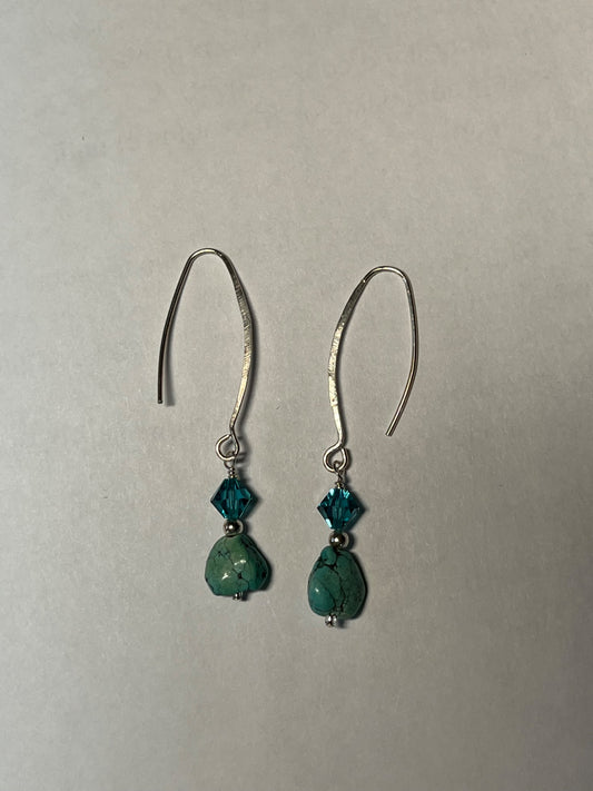 Long Dangling Turquoise Earrings  - 1