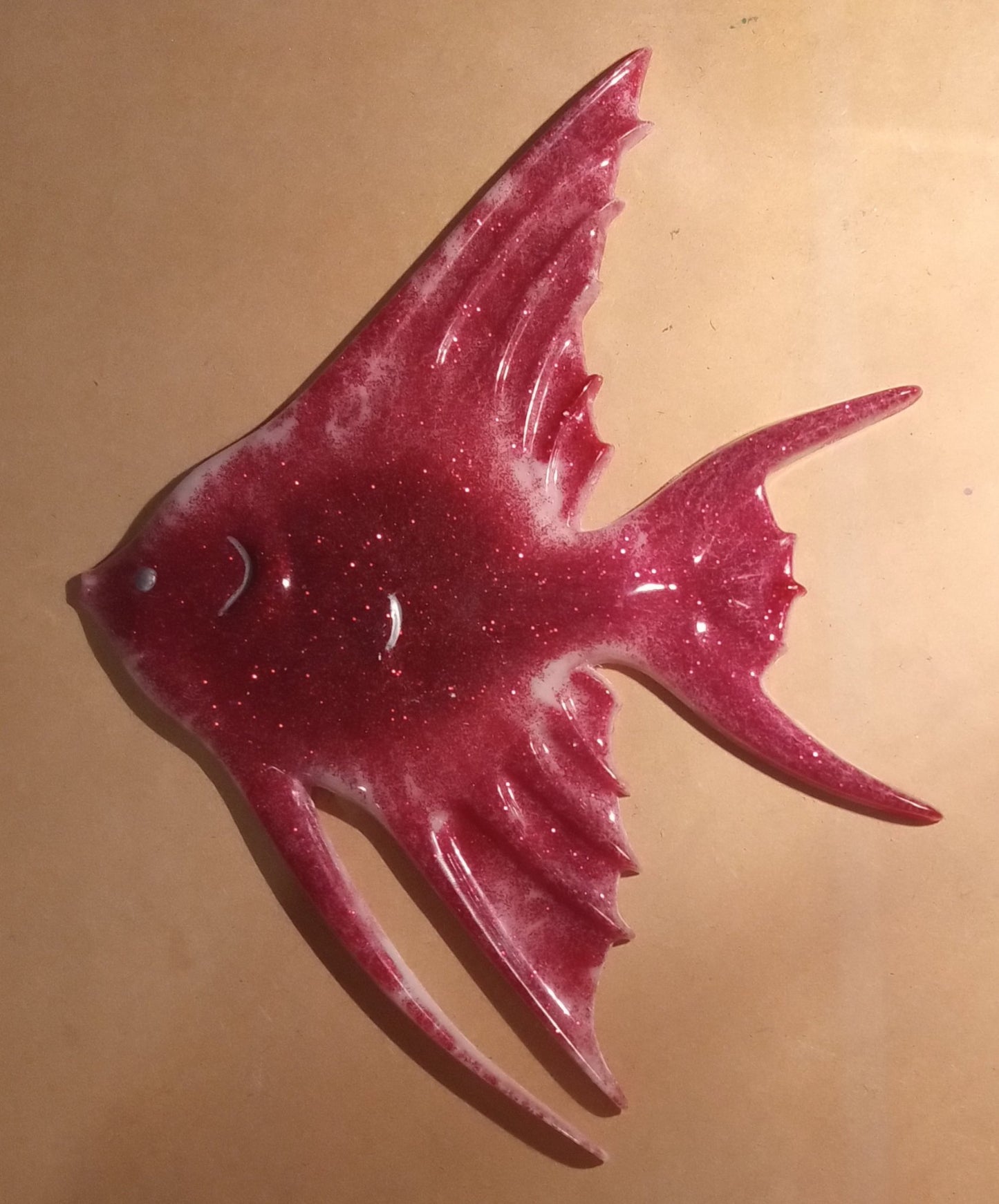 resin red & white Angel fish - 1