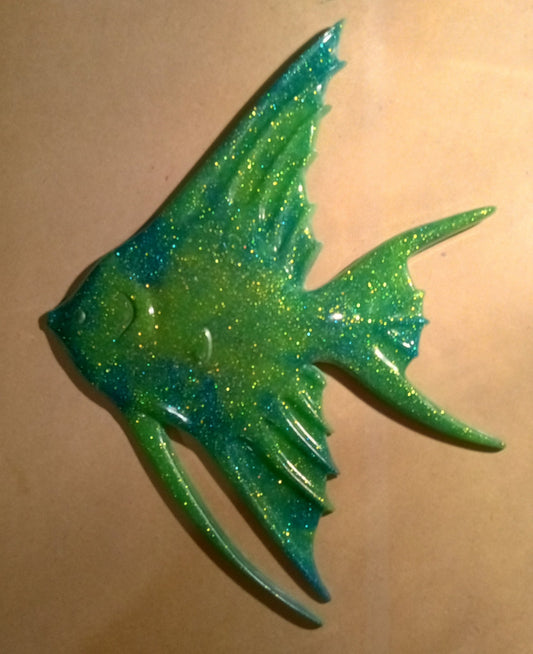 resin green & teal Angel fish - 1