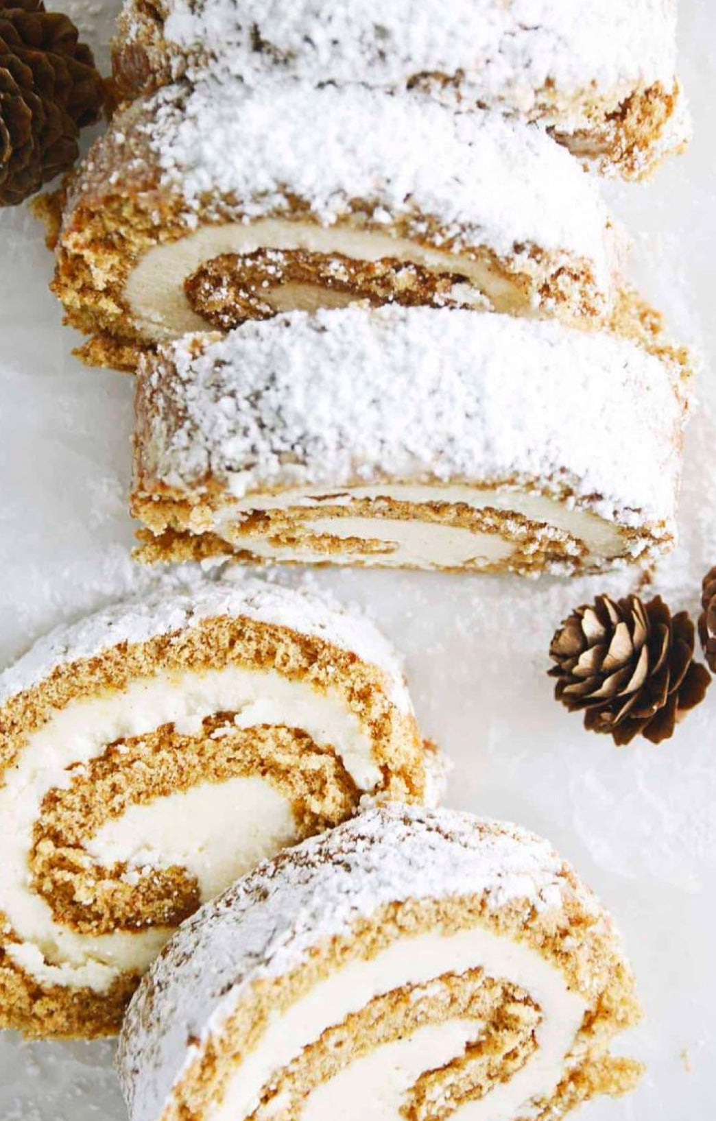 Gingerbread roll cake slice with maple cream cheese icing - 1