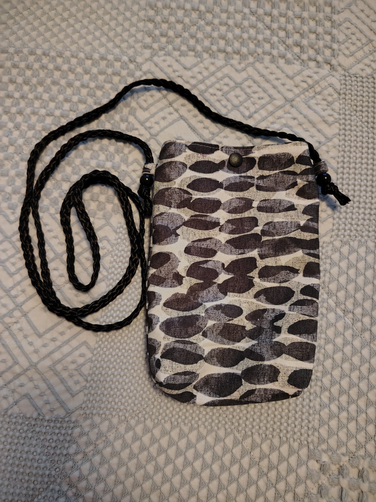 Cell phone pouch black grey & white - 1