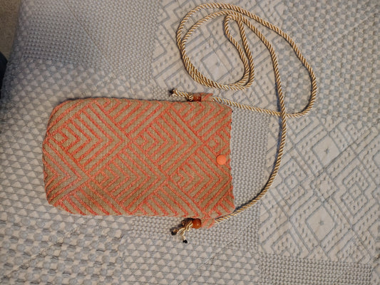 Cell phone pouch tan & orange - 1