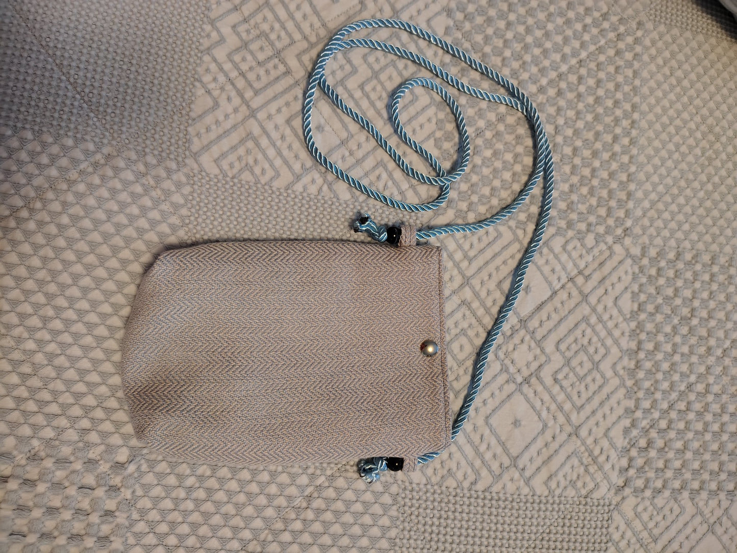 Cell phone pouch blue  herringbone - 1