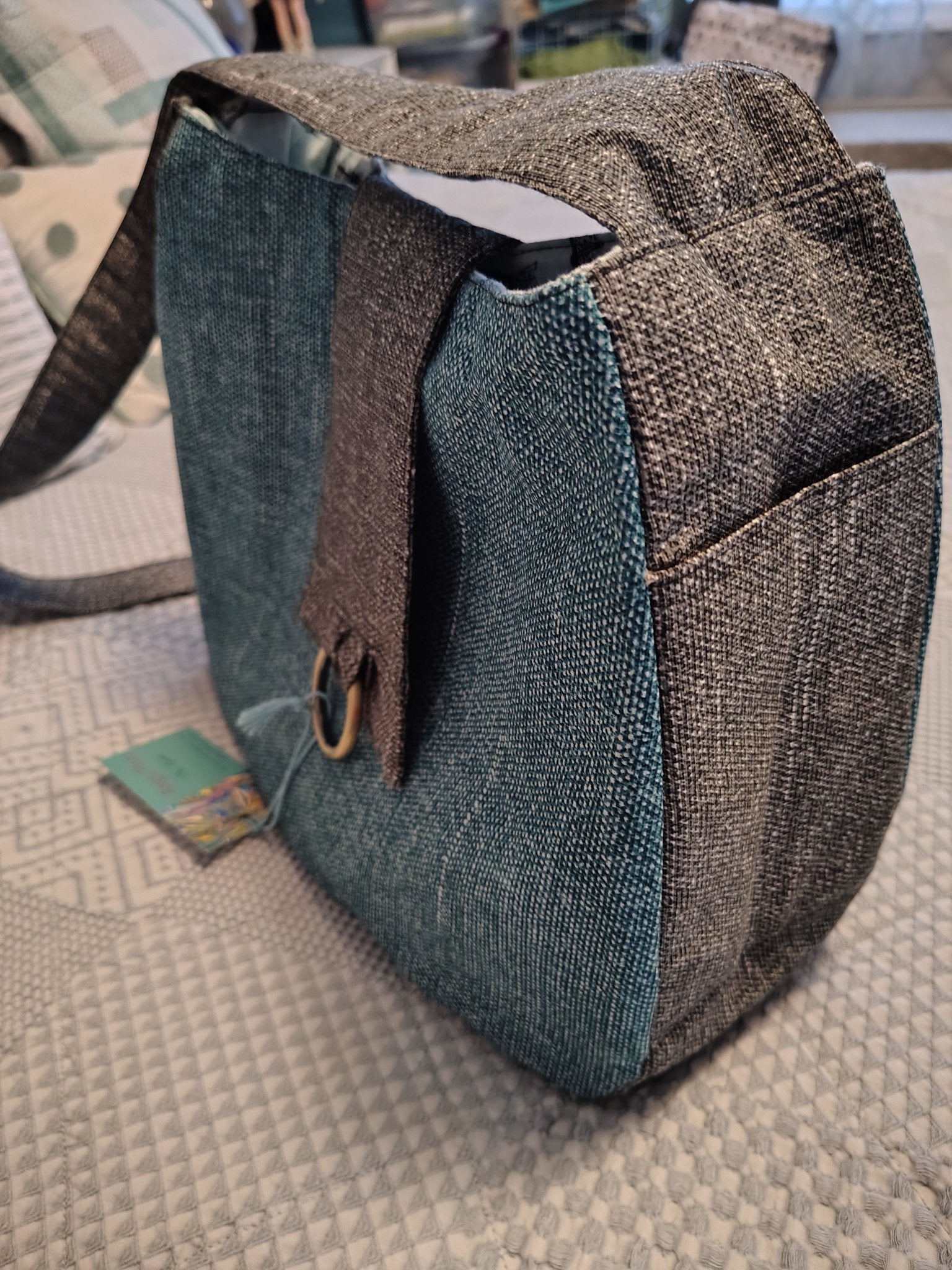 Hobo Crossbody teal & black - 1