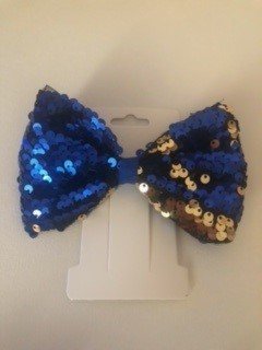 Blue/Silver Large Sequin Bow - 1