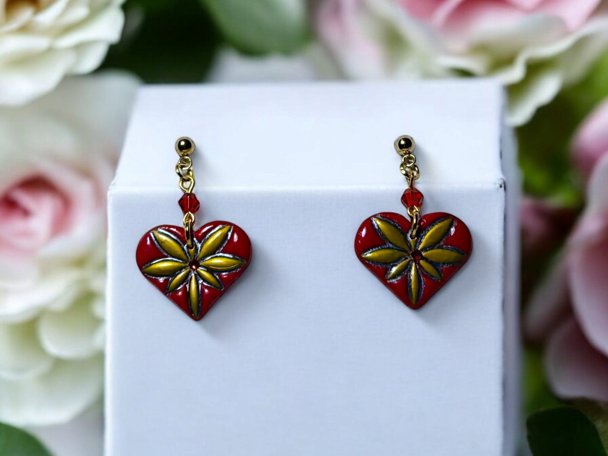 Golden Bloom Heart Earrings - 1