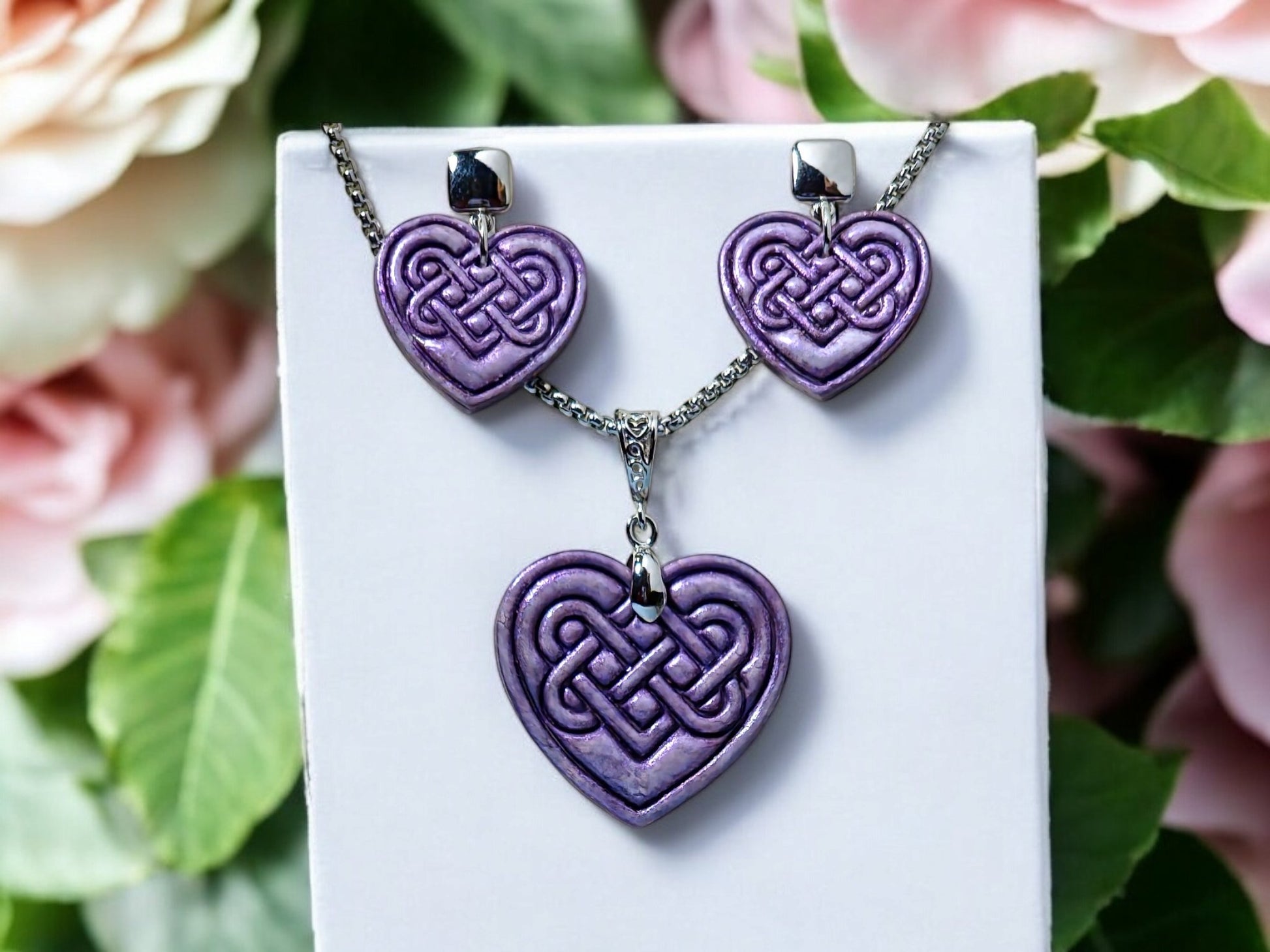 Amethyst Eternal Knot Heart Set - 1