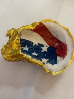 American Flag oyster shell trinket - 1