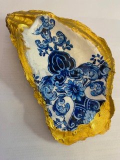 Blue White Chinoiserie Oystel shell Trinket - 1