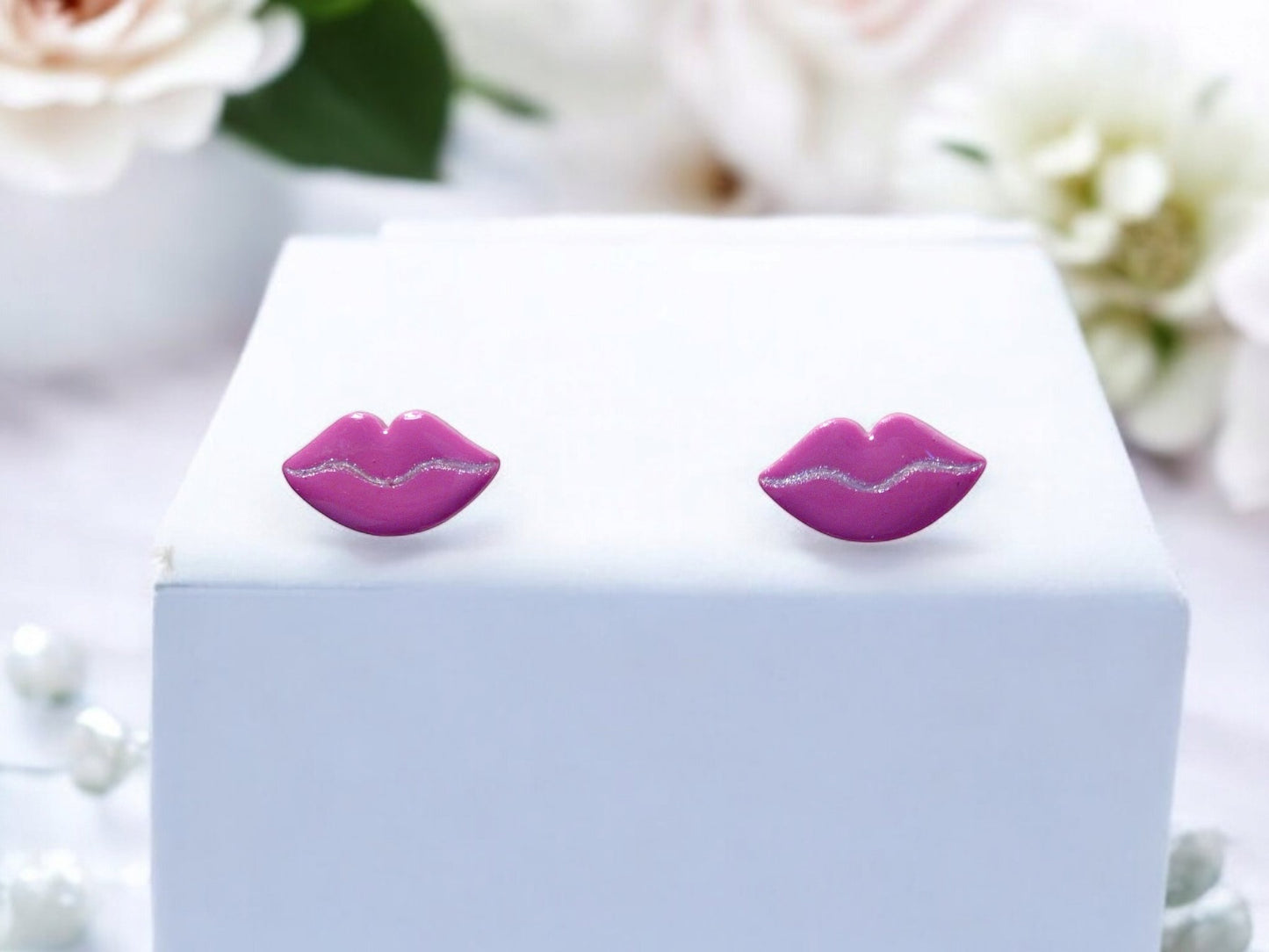 Pucker Up Pink Lip Earrings - 1