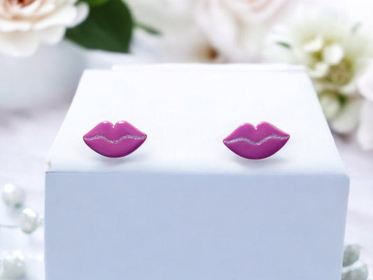 Pucker Up Pink Lip Earrings - 1