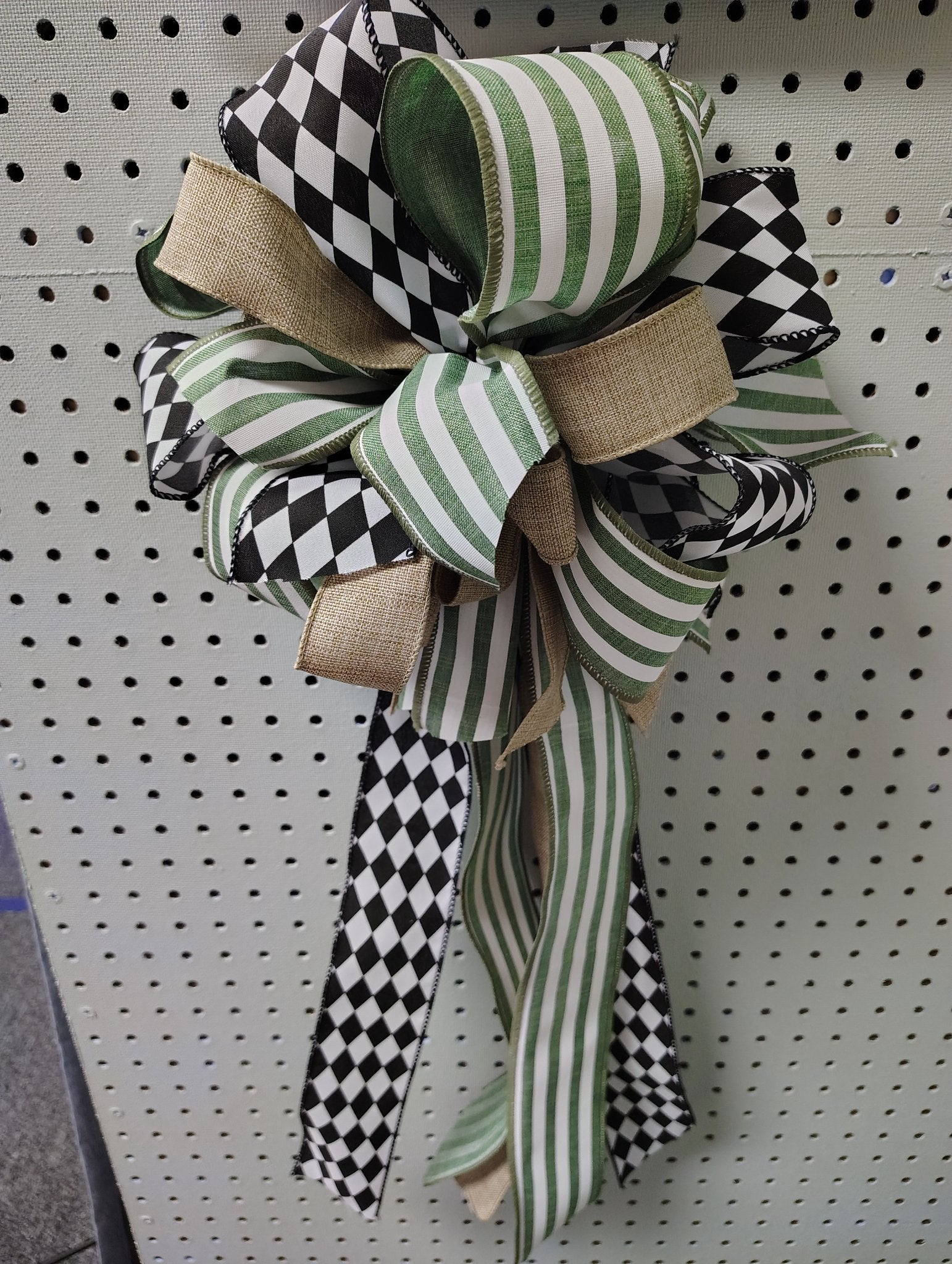 Black Checkered & Olive Bow - 1