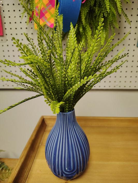 Bead Grass Arrangement in Blue Vase - 1