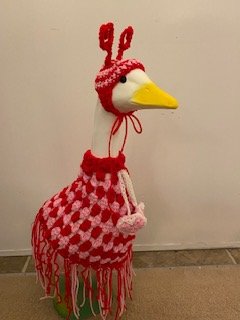 Valentine's Day Poncho with Hearts Beanie Porch Geese - 8