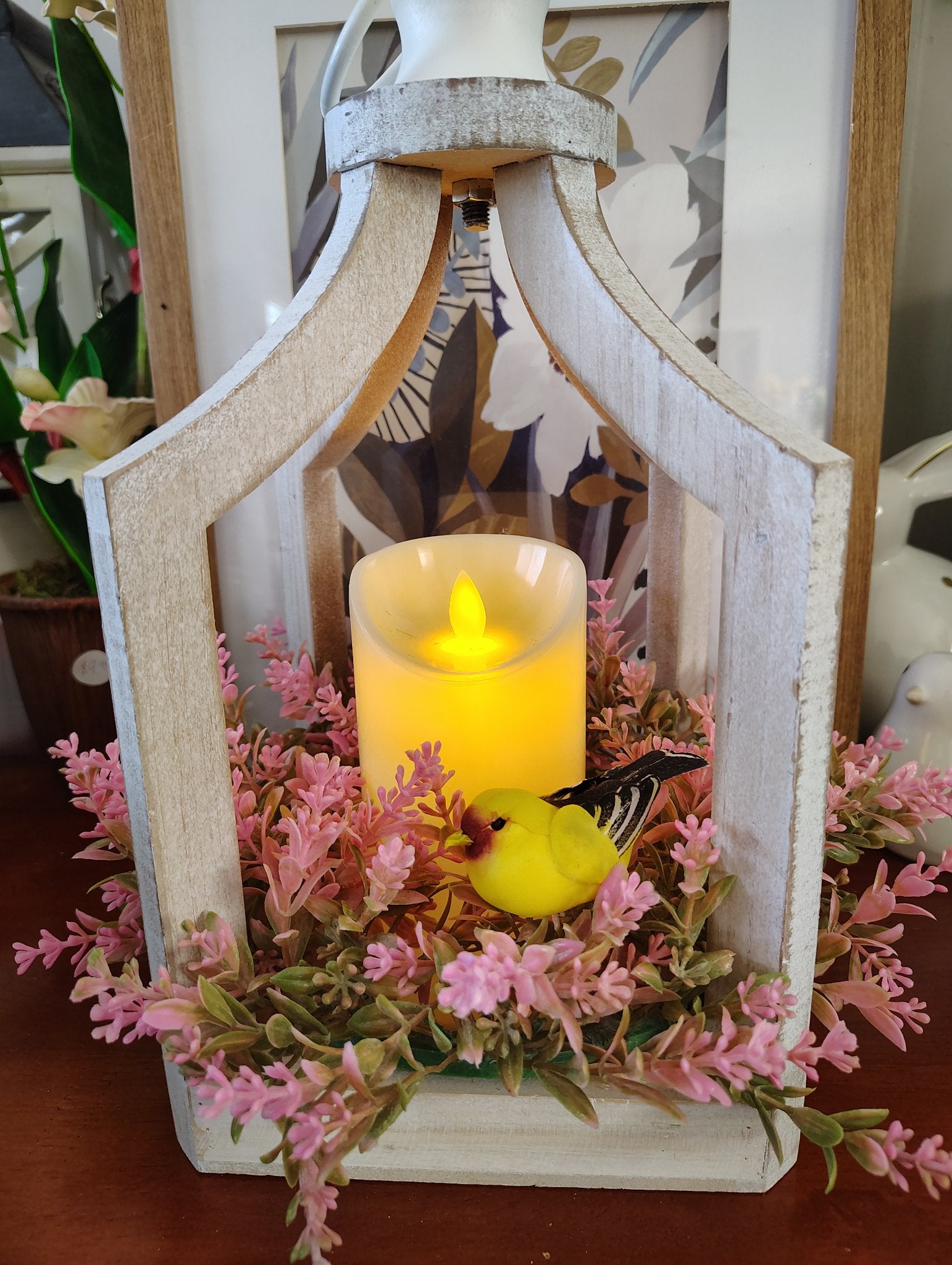 Lantern with Candle and Yellow Bird  - 1