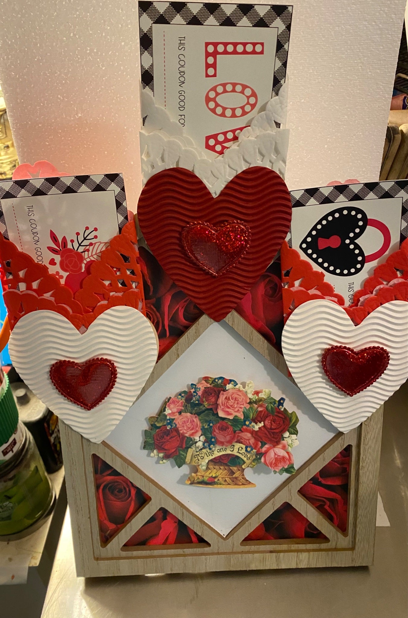 Valentine board with 3 Valentine coupons - 1