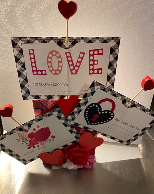 Valentine sign with 3 gift coupons  - 1