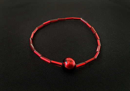 Red Bead Stretch Bracelet - 1