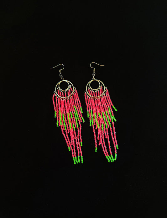 Hawaiian leis beaded earrings Pink - 1