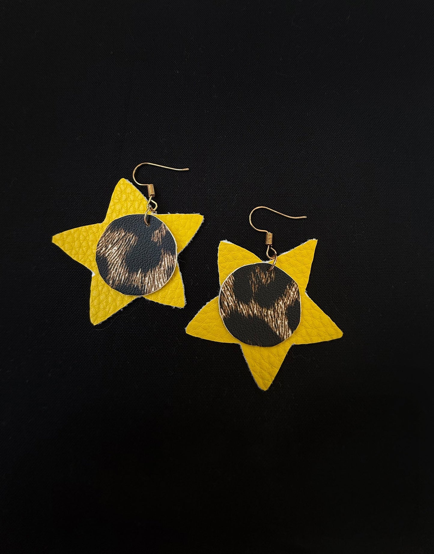 Solar stars faux leather earring - 1