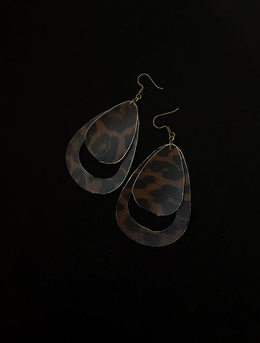 Leopard faux leather earrings - 1