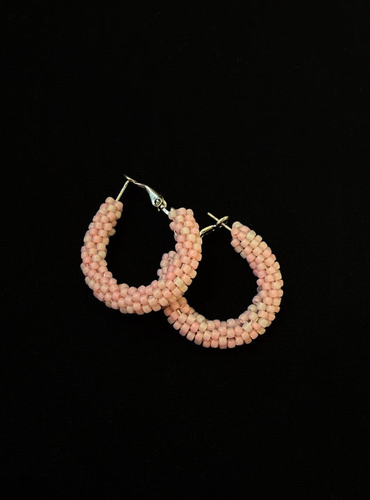 Cotton candy beaded earrings Pink - 1