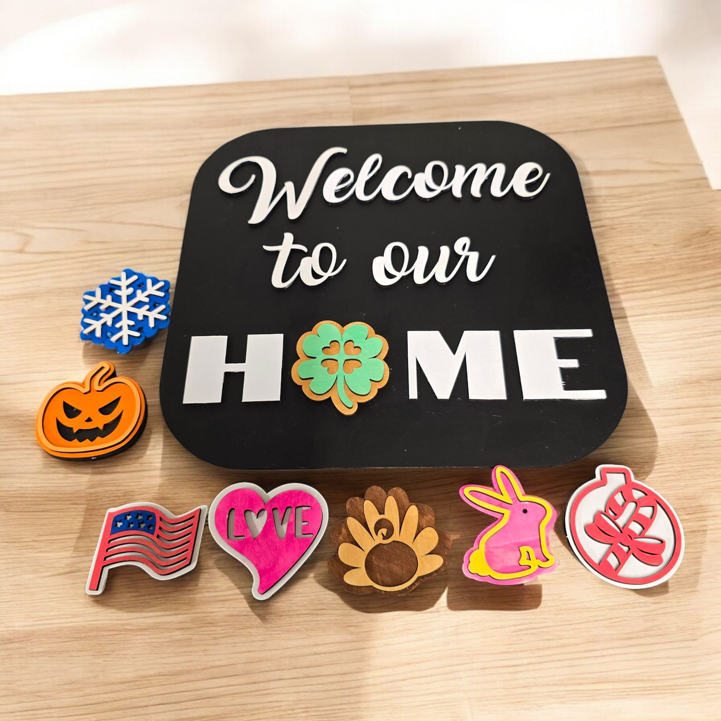 Interchangeable Seasonal Welcome Sign for Your Home - 1