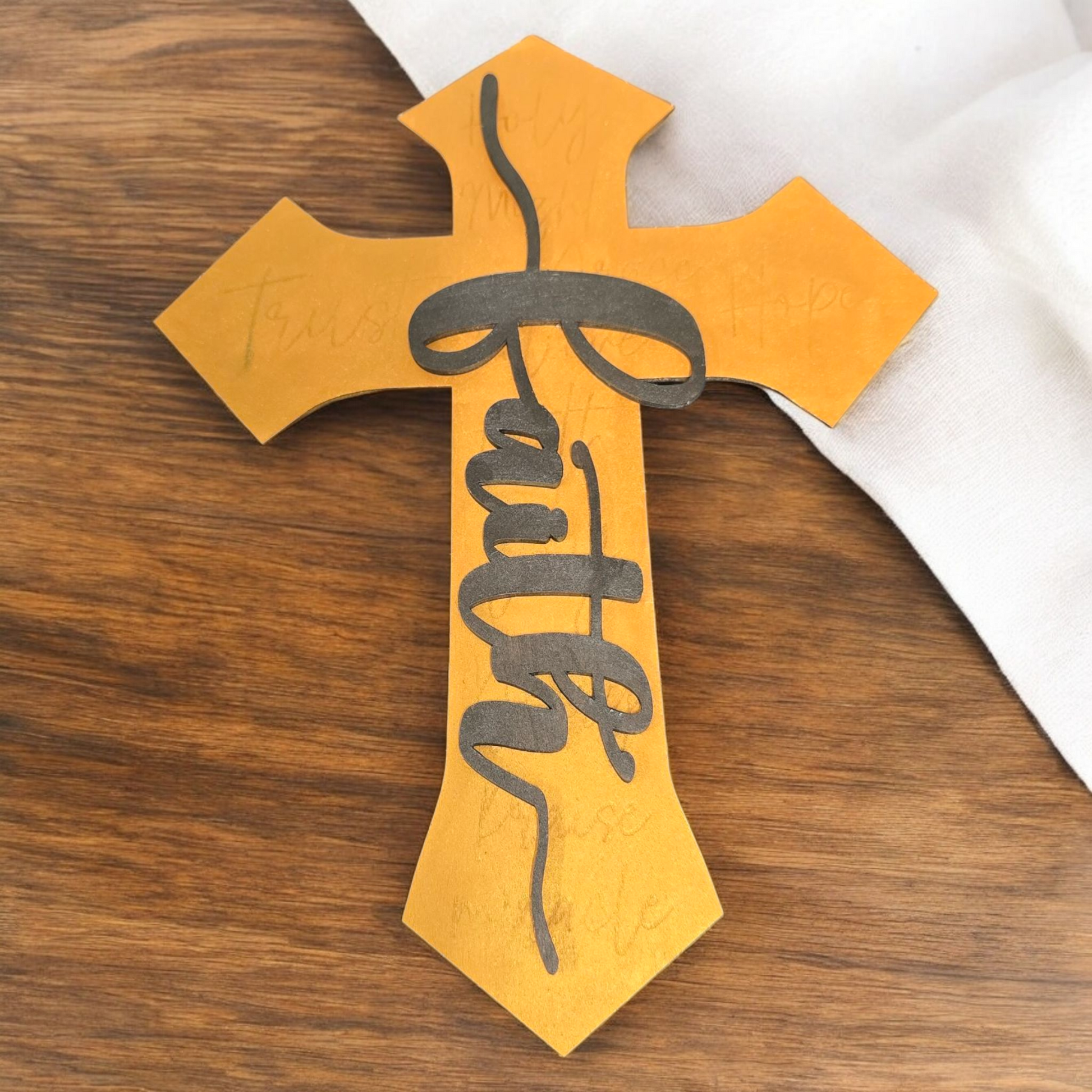 Handcrafted 12-Inch Wooden Faith Cross – Inspirational Wall Decor - 1