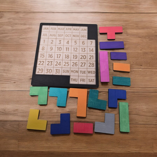 Colorful Wooden Date Puzzle Game – Interactive Brain-Teaser - 1