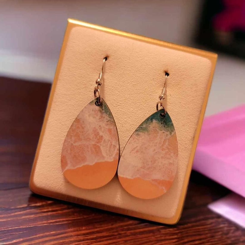 Beach Wooden Teardrop Earrings - 1