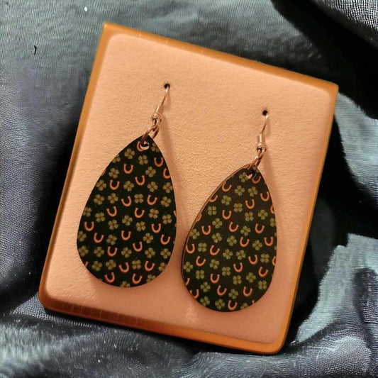 St Patrick's Wooden Teardrop Earrings - 1