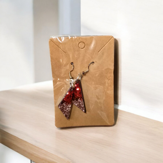 Odd Shaped pink Wooden Teardrop Earrings - 1