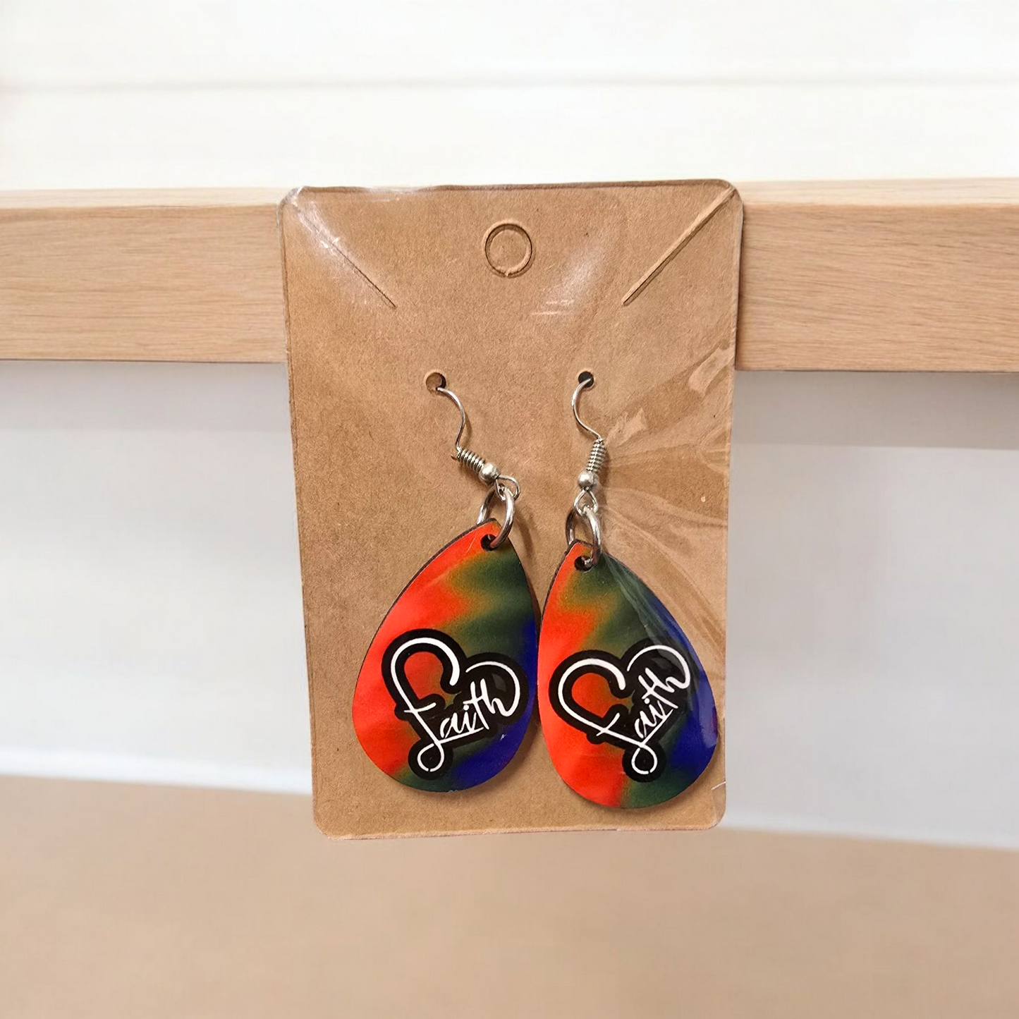 Faith Wooden Teardrop Earrings - 1