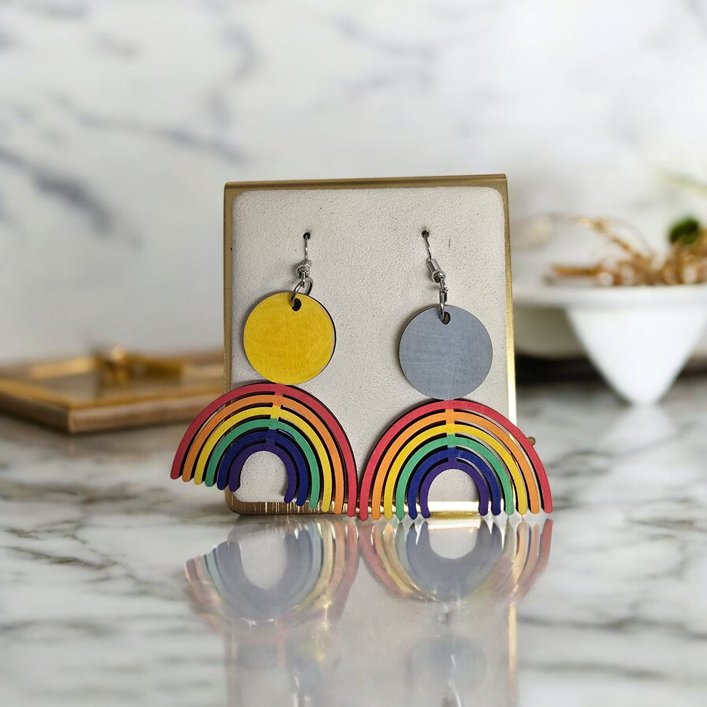 Rainbow Sun and Moon Earrings - 1