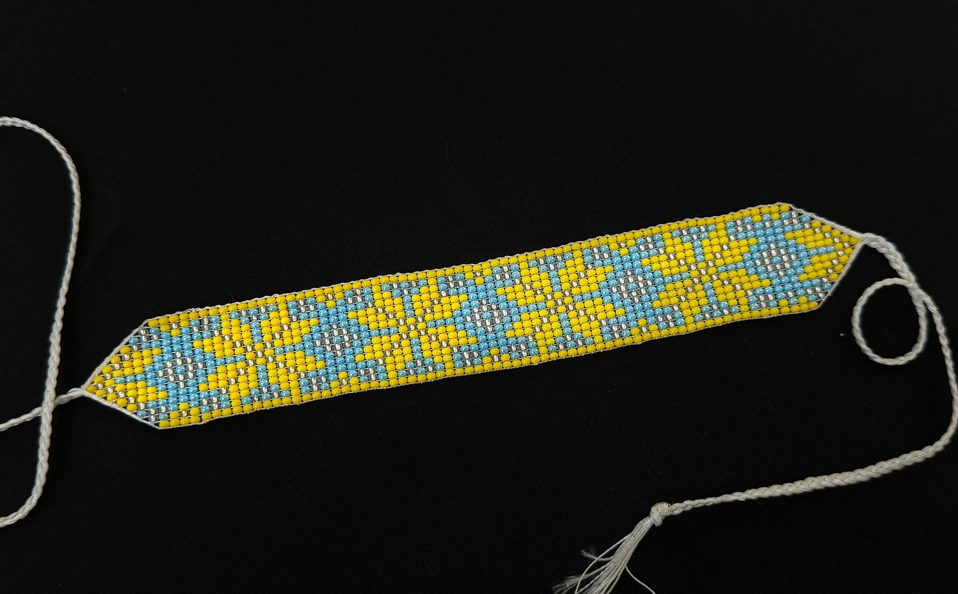 Ukrainian style beaded bracelet Yellow and Blue - 1