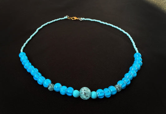 Ocean beaded necklace Blue - 1